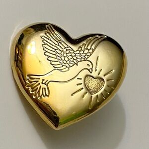 The Variety Club Gold Heart Brooch with Dove Bird Pin